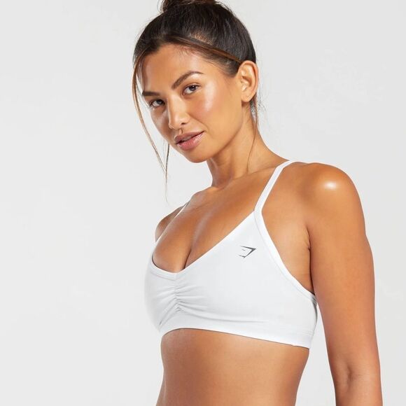 GYMSHARK RUCHED STRAPPY SPORTS BRA Light Support White NWT in packaging - Picture 3 of 7